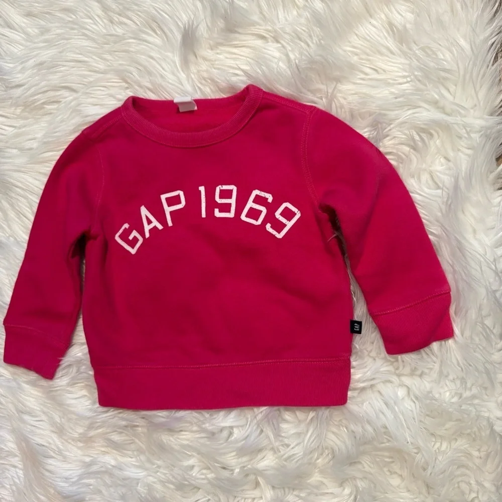 GAP‎ Baby Girl 2T Pink 1969 Logo Fleece Sweatshirt Cozy